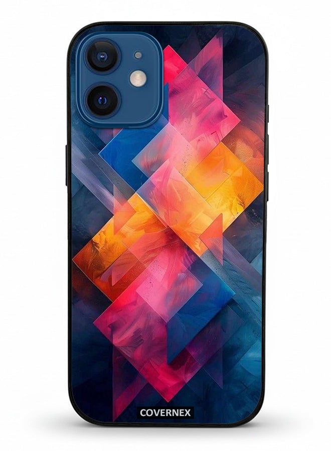 Covernex Apple iPhone 12 Mini Protective Case Cover Printed Featuring Prism Fusion Geometric Overlay - Image 2