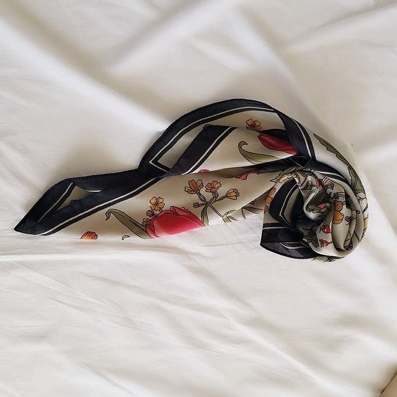 FONYVE Silk Feeling Scarf Medium Square Satin Head Scarf for Women 27.5 × 27.5 inches - Image 3