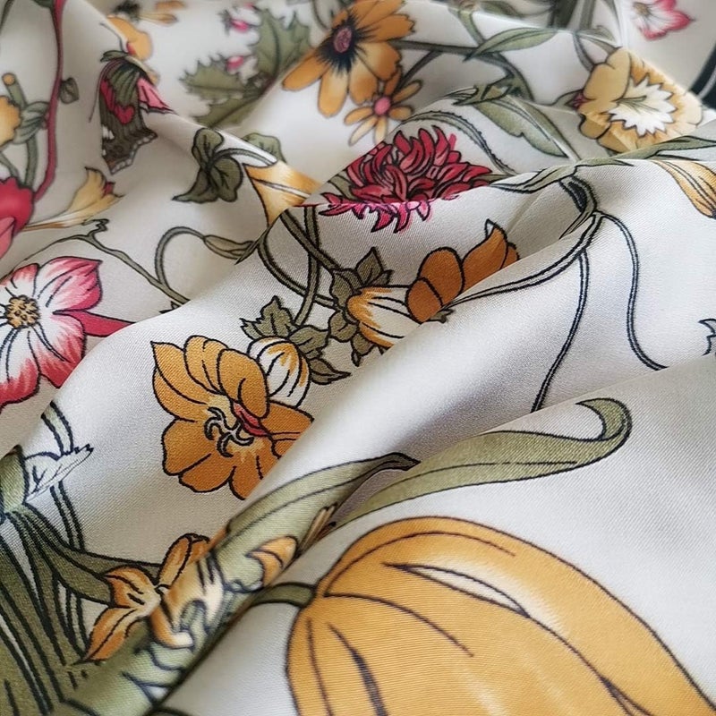 FONYVE Silk Feeling Scarf Medium Square Satin Head Scarf for Women 27.5 × 27.5 inches - Image 2