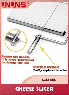 UNUNS Stainless Steel Cheese Slicer,Multipurpose Cheese Slicer Board,21 x 13CM With Accurate Size Scale For Cutting Cheese Butter Vegetables Sausage Herbs  - Image 2