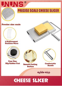 UNUNS Stainless Steel Cheese Slicer,Multipurpose Cheese Slicer Board,21 x 13CM With Accurate Size Scale For Cutting Cheese Butter Vegetables Sausage Herbs  - Image 3