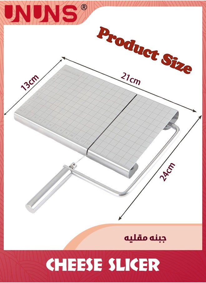 UNUNS - Stainless Steel Cheese Slicer,Multipurpose Cheese Slicer Board,21 x 13CM With Accurate Size Scale For Cutting Cheese Butter Vegetables Sausage Herbs - Image 1