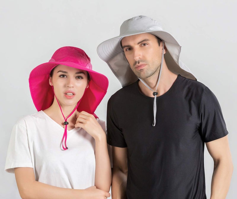 Home Prefer Outdoor UPF50+ Sun Hat Wide Brim Mesh Fishing Hat with Neck Flap (Light Gray) - Image 5