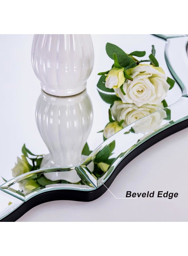 Autdot Scalloped Wall Mirror, 40"x28" Frameless Large Decorative Mirror with Elegant Beveled Edges Irregular Mirror for Dining Room Living Room Bathroom Bedroom Entryway, Hang Horizontally or Vertically - Image 3