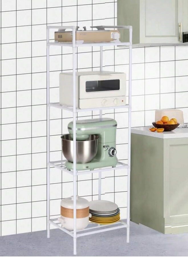 إسكدنيا رف تخزين المطبخ من 4 طبقات - أرفف تخزين أنابيب معدنية عالية الجودة للحمام المنزلي والمطبخ والشرفة والحديقة (أبيض) - Image 5