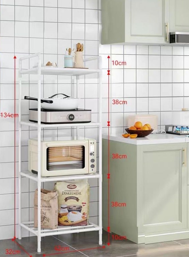 إسكدنيا رف تخزين المطبخ من 4 طبقات - أرفف تخزين أنابيب معدنية عالية الجودة للحمام المنزلي والمطبخ والشرفة والحديقة (أبيض) - Image 1