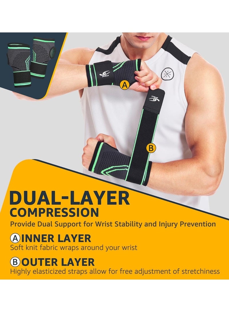 دعامة معصم  من قطعتين، اكمام ضغط لليد لدعم اللياقة البدنية ورفع الاثقال والتعافي من التهاب الاوتار والتهاب المفاصل في النفق الرسغي وتخفيف الالم - Image 4