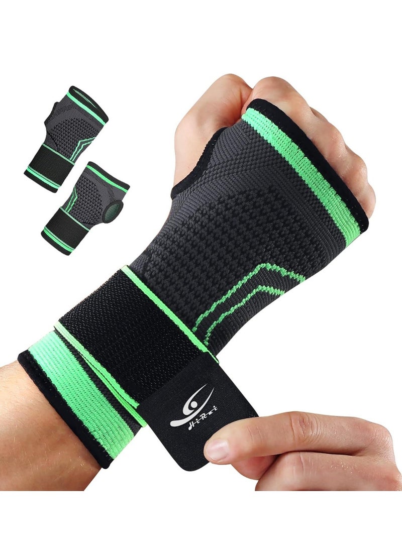 دعامة معصم  من قطعتين، اكمام ضغط لليد لدعم اللياقة البدنية ورفع الاثقال والتعافي من التهاب الاوتار والتهاب المفاصل في النفق الرسغي وتخفيف الالم - Image 1
