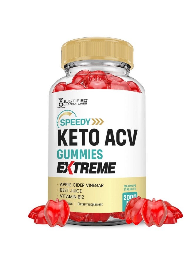 جاستفايد لابوراتوريز حلوى سبيدي كيتو ACV Gummies Extreme 2000MG حلوى سبيدي كيتو Gummies تركيبة متقدمة خل التفاح مع مسحوق عصير الرمان والشمندر وفيتامين B12 نباتي غير معدل وراثيًا 60 حلوى - Image 1