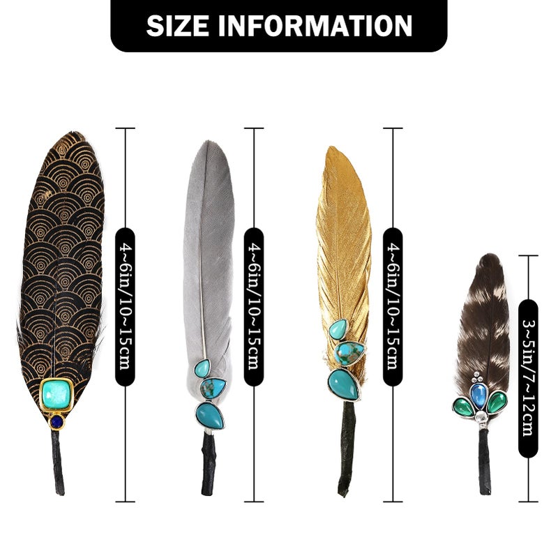 whitefeather Hat Feathers for Cowboy Real Feathers with 3D Decoration for Women Men DIY Fedora and Western Hats, Christmas Party, Oktoberfest, Trilby Hats (4PCS) - Image 2