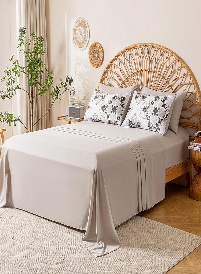 ARTALL Twin Comforter Set, 5 Pcs Bed in a Bag Comforter Twin Size, Classic Luxury Floral All Season Soft Bedding Set Twin with Comforter, Fitted Sheet, Flat Sheet, Pillowcase & Sham, Grey and White - Image 5