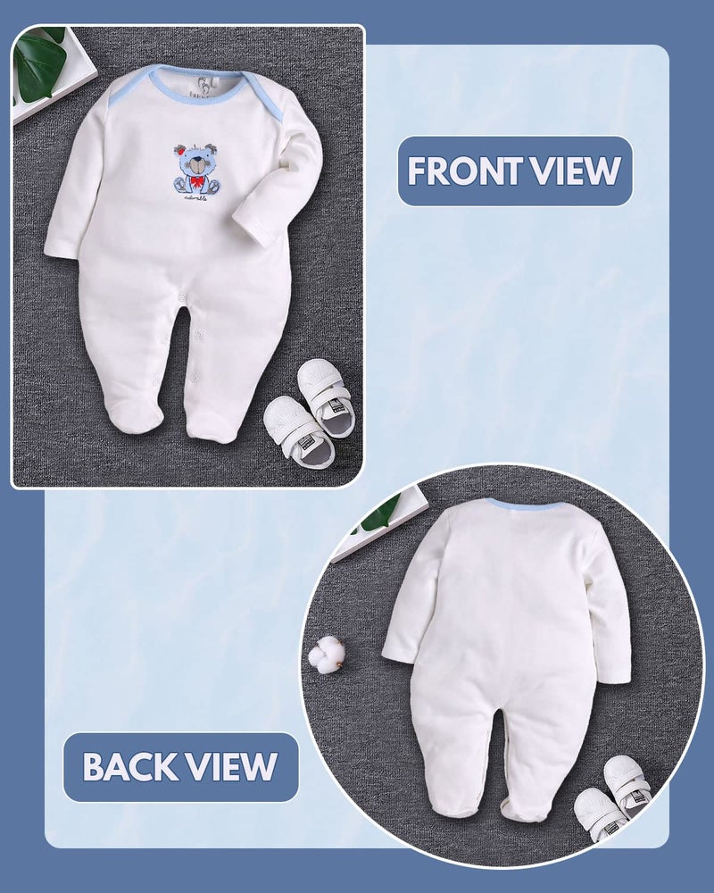 Baby Go BabyGo Baby Romper 100% Cotton Rompers for New Born Baby|Sleepsuits for Baby Boys & Girls |Onesies| Infant Clothes|WHITE| 0-3M| 3-6M| 6-9M| Pack of 2 - Image 3
