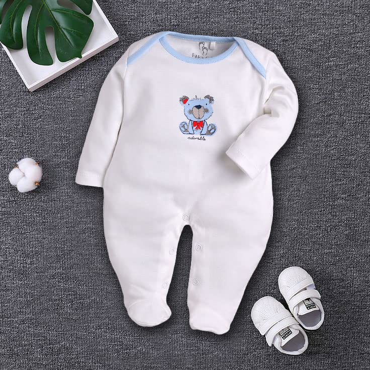 Baby Go BabyGo Baby Romper 100% Cotton Rompers for New Born Baby|Sleepsuits for Baby Boys & Girls |Onesies| Infant Clothes|WHITE| 0-3M| 3-6M| 6-9M| Pack of 2 - Image 5
