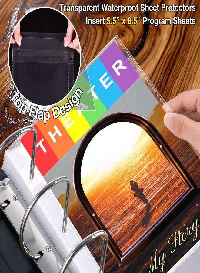 هاوتوكو مجلد برامج عروض مسرحية من HAUTOCO مع أكمام، وحامل برامج مسرحية، وصفحة محتويات، و36 ورقة، وأغطية علوية واقية، وملصقات ترقيم، ومجلد بحلقات على شكل حرف D لتنظيم برامج عروض برودواي مقاس 8.5 بوصة × 5.5 بوصة، أسود - Image 4