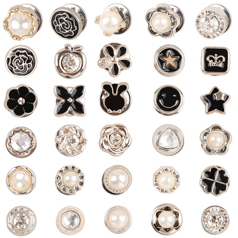 Hoiny Brooch Pins for Women 30 Pcs Cover Up Button Clothes Modesty Pins Women Shirt Safety Buttons Invisible Button Prevent Accidental Exposure of Buttons Girls Silver