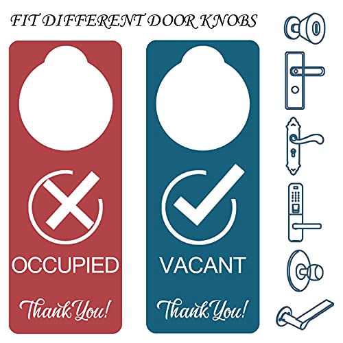 Blirik Vacant Occupied Sign, 2 Pack, Double Sided,Door Hanger Sign for Home Office Restroom Conference Hotels Hospital,Indicator Tells Whether Room Vacant or Occupied (PVC，9'' x 3'') - Image 5