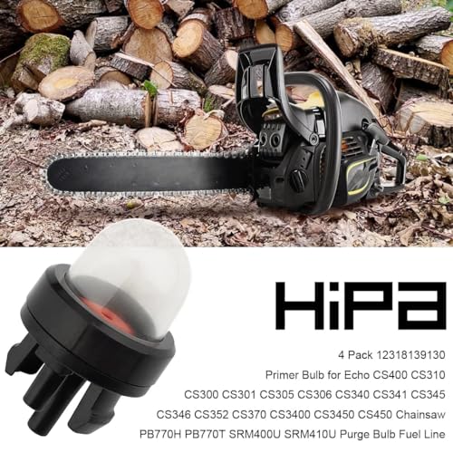 Hipa 4 Pack 12318139130 Primer Bulb for Echo CS400 CS310 CS300 CS305 CS340 CS370 CS3400 CS3450 CS450 Chainsaw Husqvarna Weedeater Poulan Ryobi Craftsman Stihl Homelite Trimmer Blower with Fuel Line - Image 2