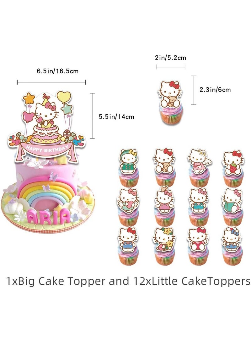general hello Kitty birthday decoration party supplies party gifts include happy birthday banners, balloons, cake decorations, invitation cards, cake decorations, kitten party decorations for teens for girls - Image 2