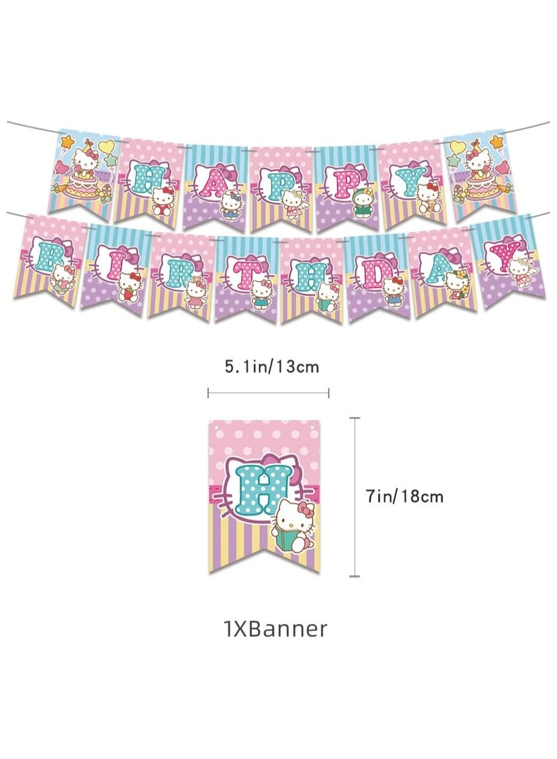 general hello Kitty birthday decoration party supplies party gifts include happy birthday banners, balloons, cake decorations, invitation cards, cake decorations, kitten party decorations for teens for girls - Image 3
