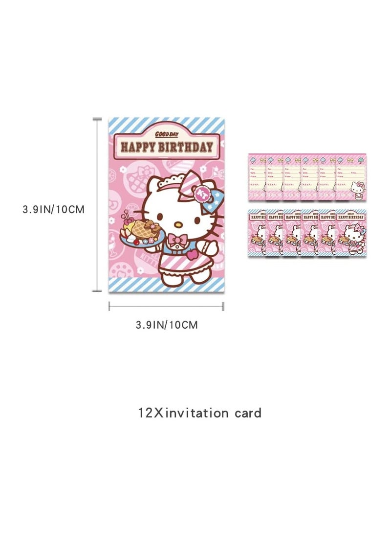 general hello Kitty birthday decoration party supplies party gifts include happy birthday banners, balloons, cake decorations, invitation cards, cake decorations, kitten party decorations for teens for girls - Image 4