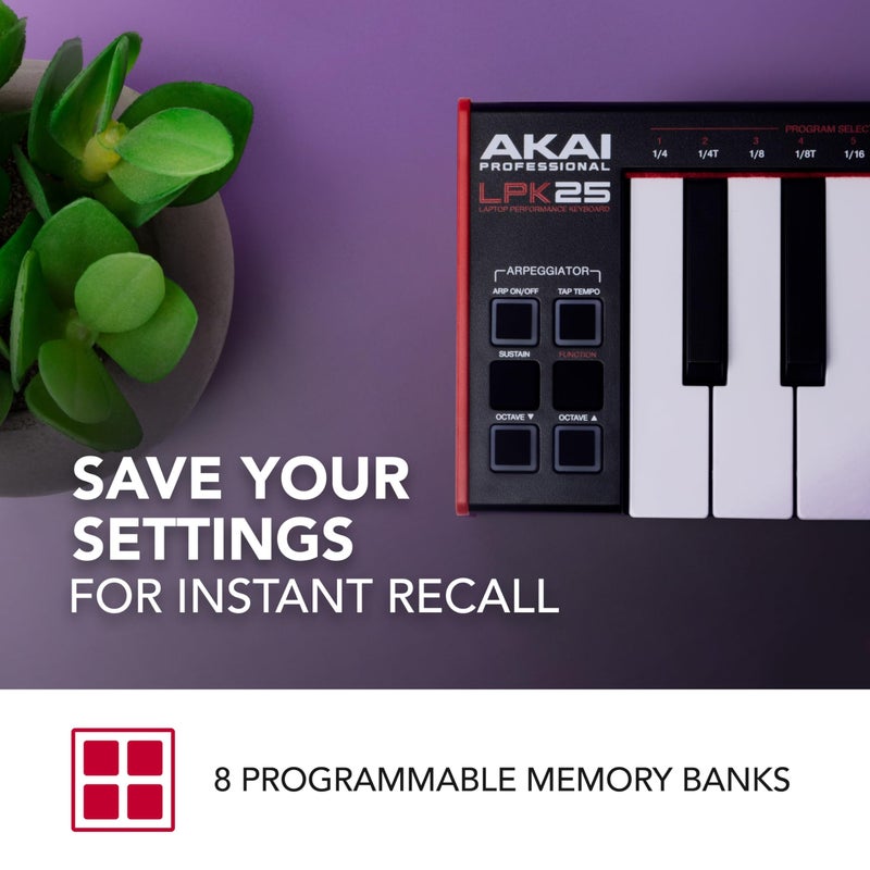 Akai Professional LPK25 - USB MIDI Keyboard Controller with 25 Responsive Synth Keys for Mac and PC, Arpeggiator and Music Production Software,black - Image 4