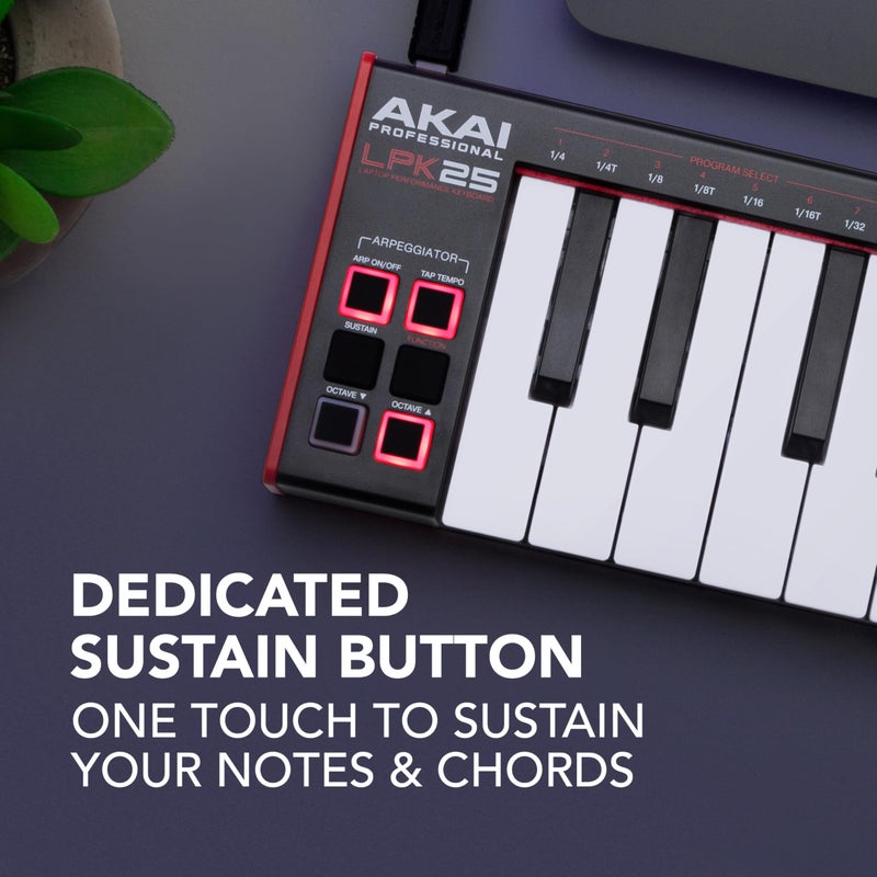 Akai Professional LPK25 - USB MIDI Keyboard Controller with 25 Responsive Synth Keys for Mac and PC, Arpeggiator and Music Production Software,black - Image 5