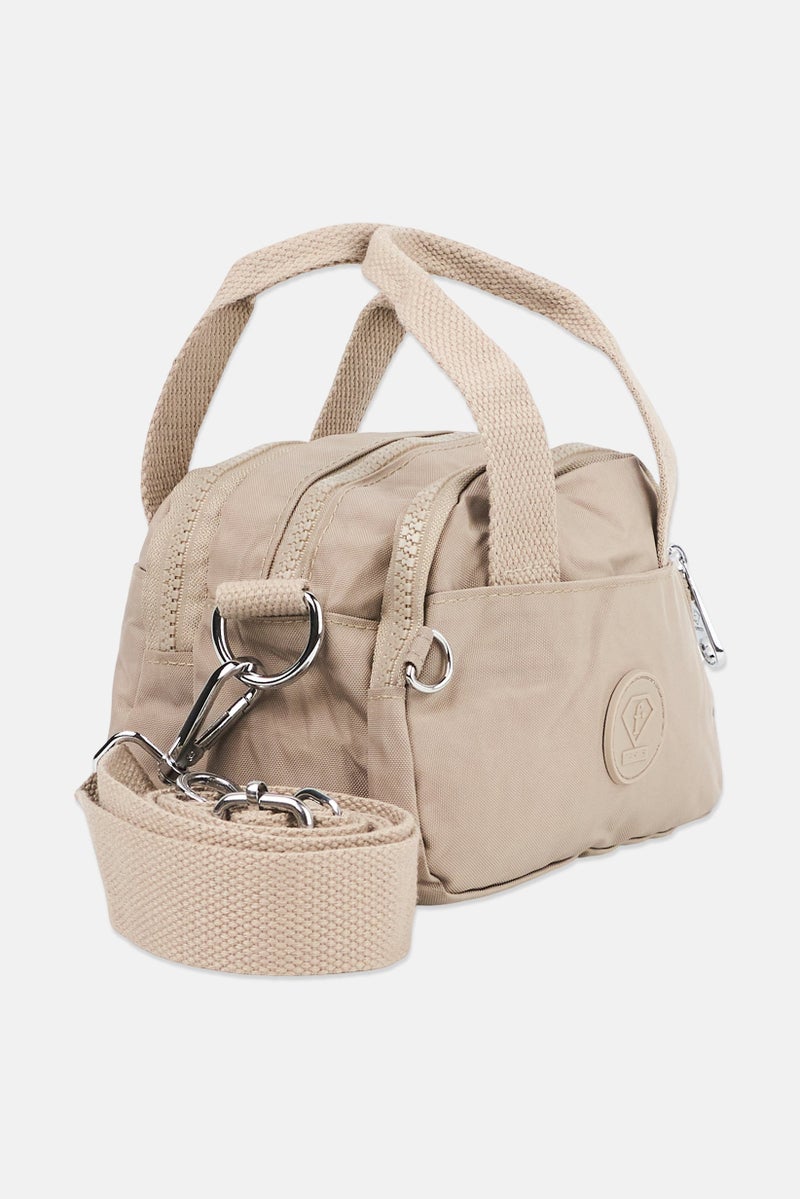 I Love Fashion Women Brand Logo Handbag, Taupe - Image 3
