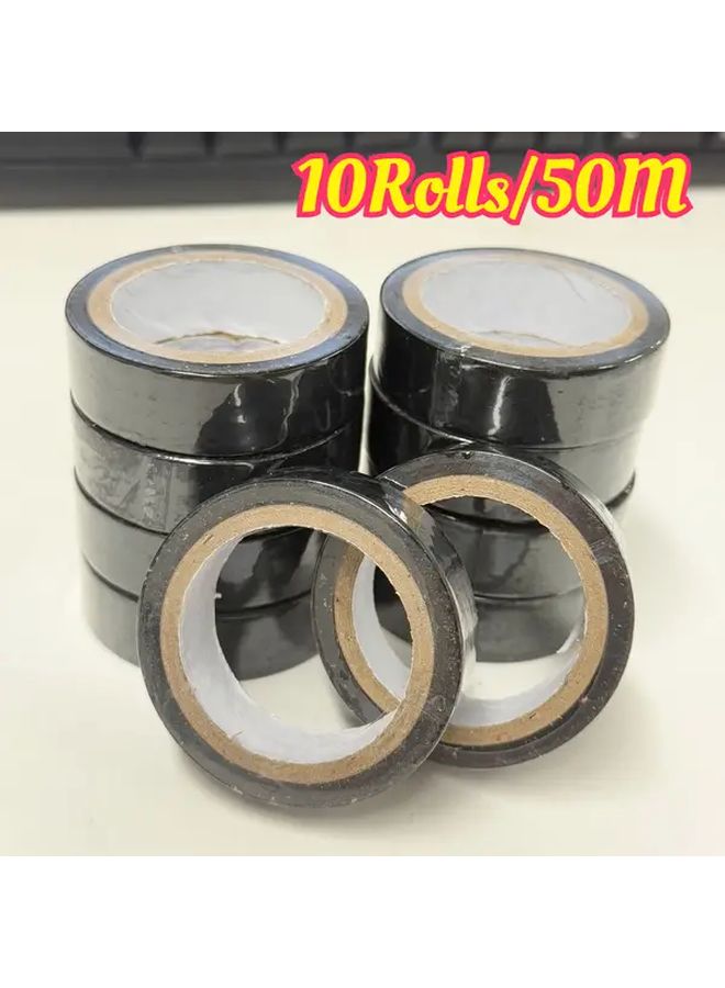 Black Heavy Duty Electrical Insulation Tape 10 Rolls 1968 5 Inch High Temperature Resistant - Image 1