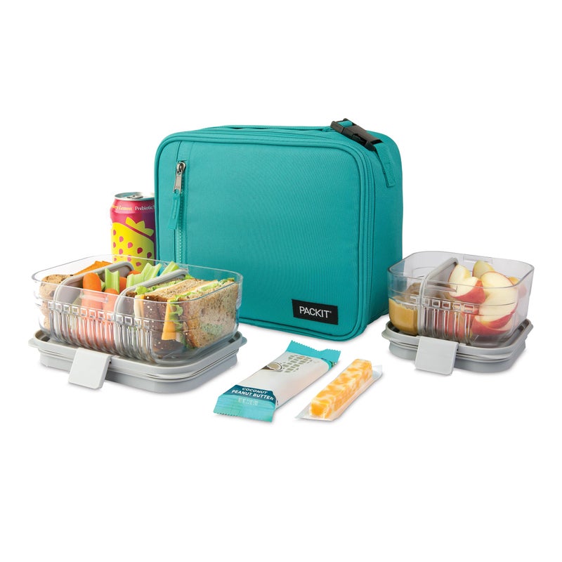 PackIt(R) Freezable Classic Lunch Box, Teal, Built with EcoFreeze(R) Technology, Collapsible, Reusable, Zip Closure With Zip Front Pocket and Buckle Handle, Designed for Fresh Lunch On the Go - Image 5