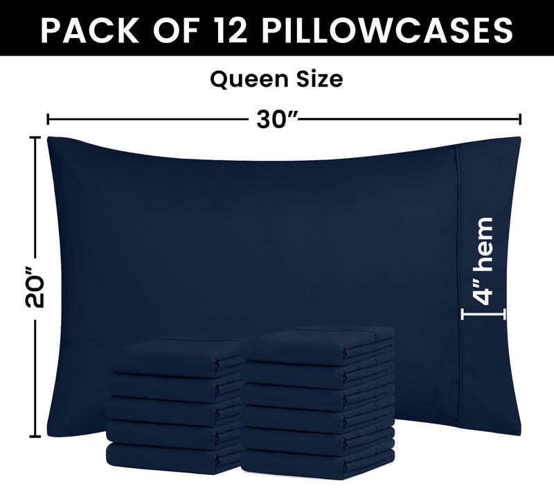 Utopia Bedding Queen Pillow Cases - 12 Pack - Envelope Closure - Soft Brushed Microfiber Fabric - Shrinkage and Fade Resistant Pillow Covers Queen Size 20 X 30 Inches (Queen  Navy) - Image 2