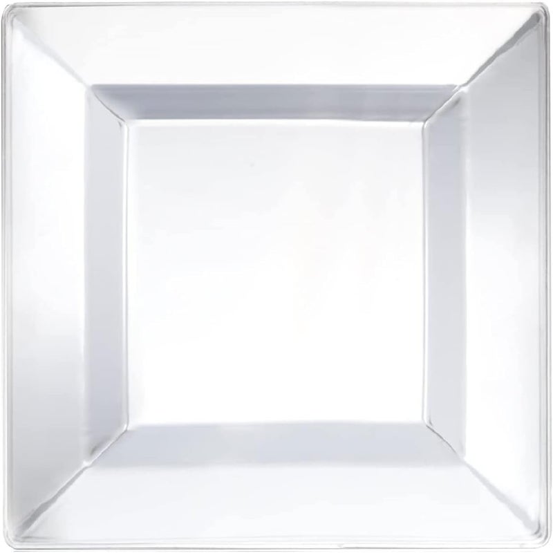 Party Essentials Party Supplies Disposable Classic Square Plastic Plates for WeddingAll Occasions 1075 40Count Clear - Image 1