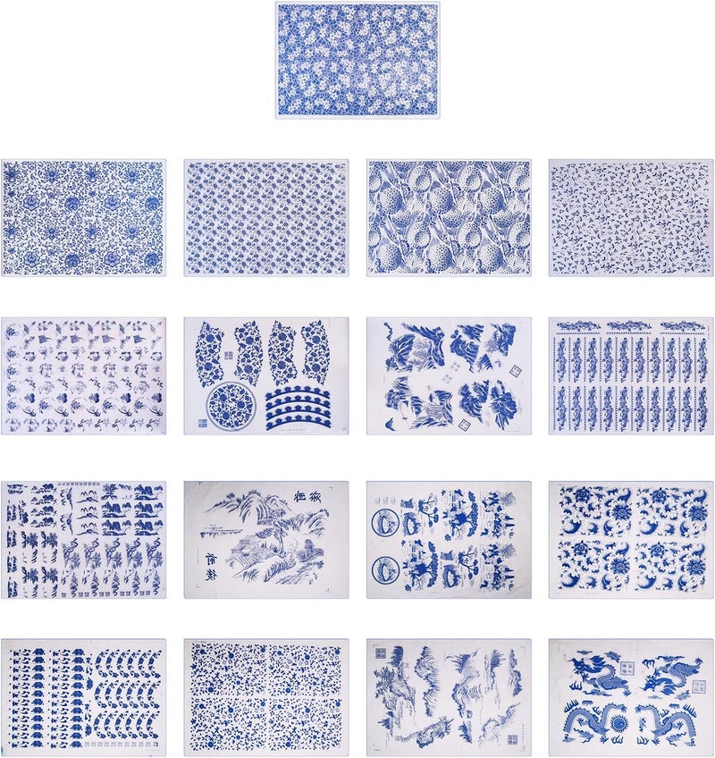 Porcelain Paper Transfer Blue and White Porcelain Plain Ceramics for Art Craft Underglaze Flower Pottery Clay Transfer - Image 2