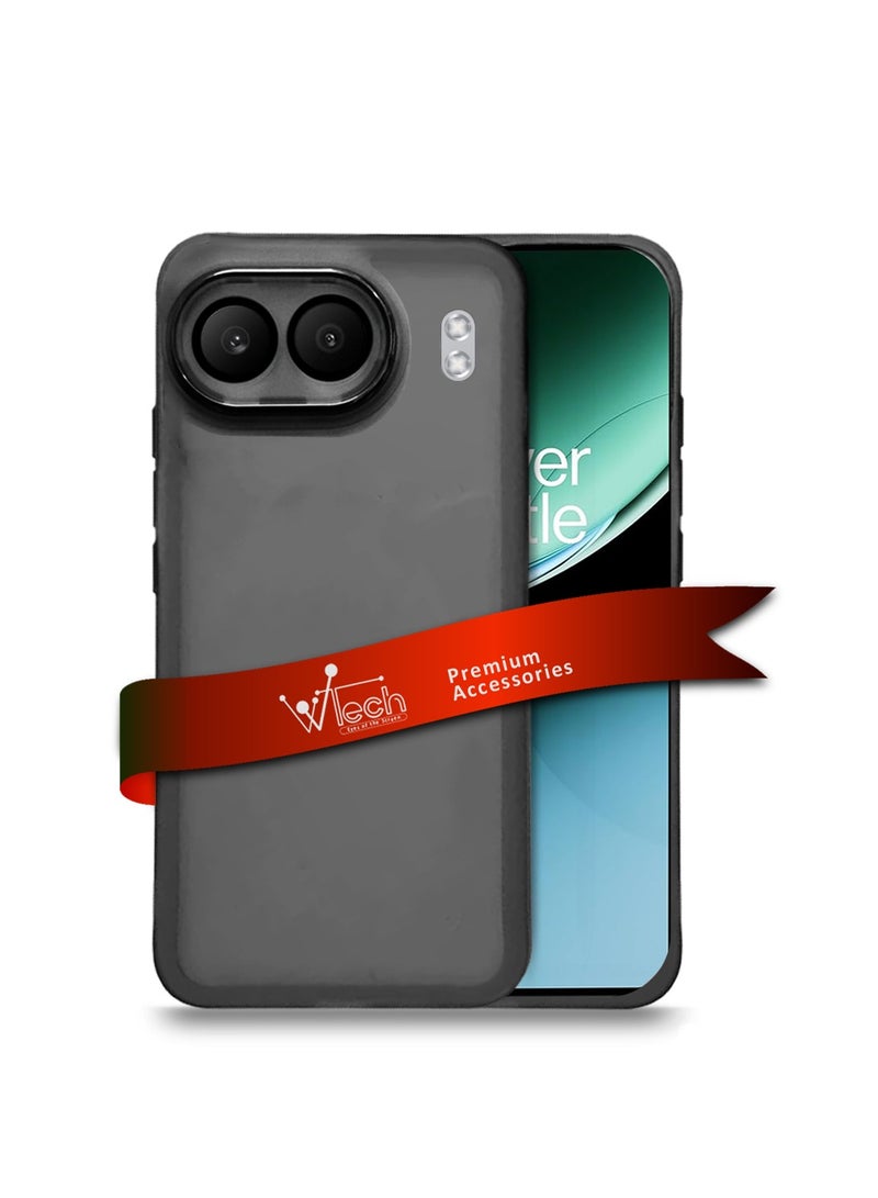 Wtech OnePlus Nord 4G 2024 Soft Transparent TPU Silicone Ultra Thin Phone Stylish Electroplated Camera Border Back Case Cover - Black - Image 1