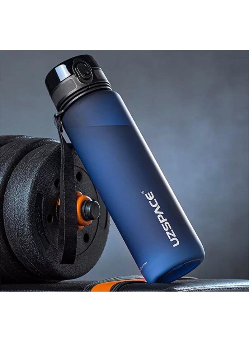 UZSPACE 1 L Large 28 cm 1000ML 1 Liter Water Bottle Bpa Odor Leakage 3038 Plastic Navy Blue  - Image 5