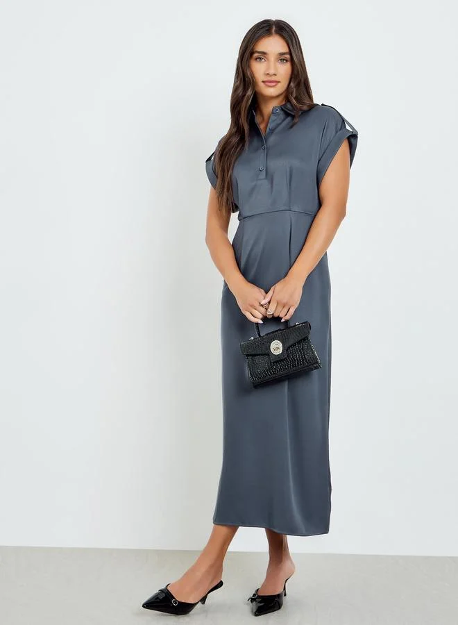 Styli Grey Sleeveless Midi Dress