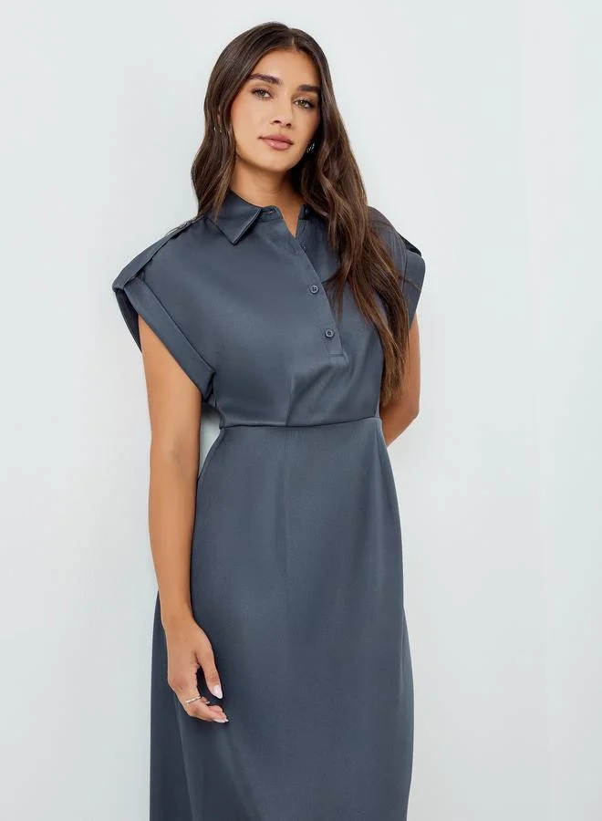 Grey Sleeveless Midi Dress