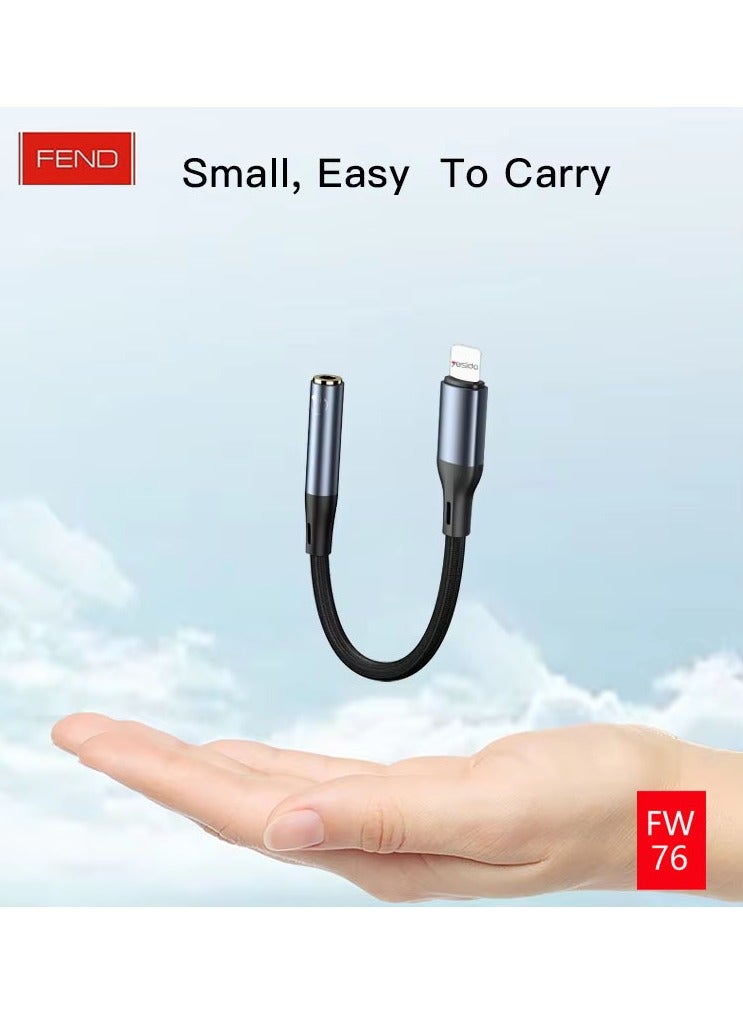 FEND FW76 Lightning to 3.5mm Audio Cable  Premium Braided Adapter for High-Quality Sound 10CM - Image 4