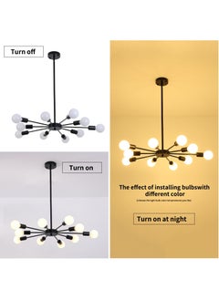 Ganeed Sputnik Chandeliers Black Semi Flush Mount Ceiling Light Fixture, 10-Light Modern Chandelier Height Adjustable Sputnik Light Fixtures for Kitchen Island Living Room Dining Room, E27 Base  - Image 4
