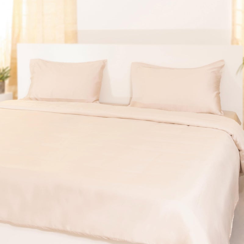 Oyvu Luxury Duvet Cover | 300 TC | 100% Tencel™| Oat Milk Color | Premium Solid Design for Bedroom | Lightweight Duvet Cover for Duvet | Size- 92” x 102” inch - Image 3