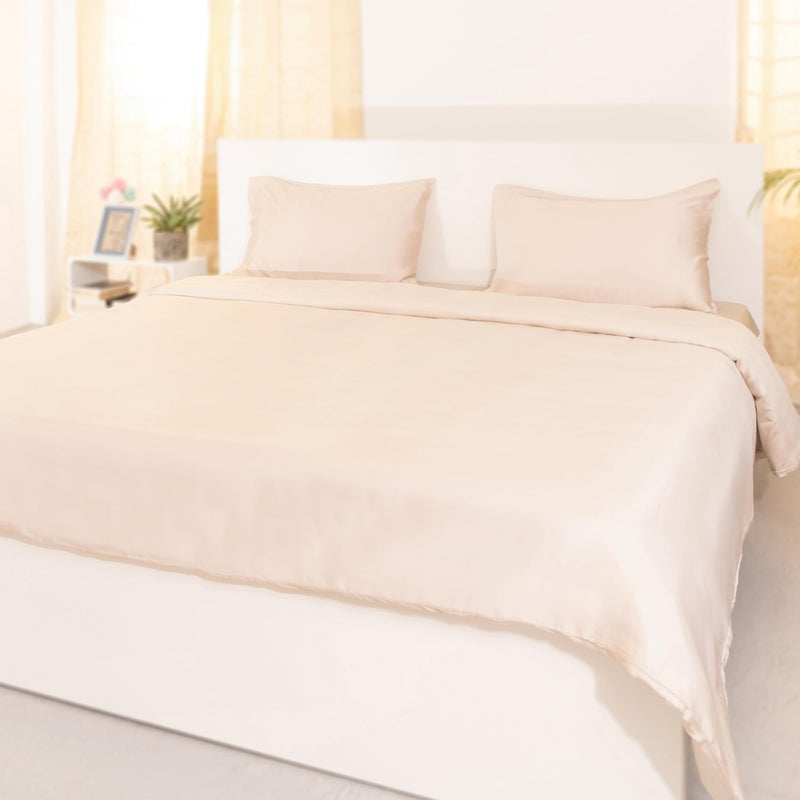 Oyvu Luxury Duvet Cover | 300 TC | 100% Tencel™| Oat Milk Color | Premium Solid Design for Bedroom | Lightweight Duvet Cover for Duvet | Size- 92” x 102” inch - Image 2