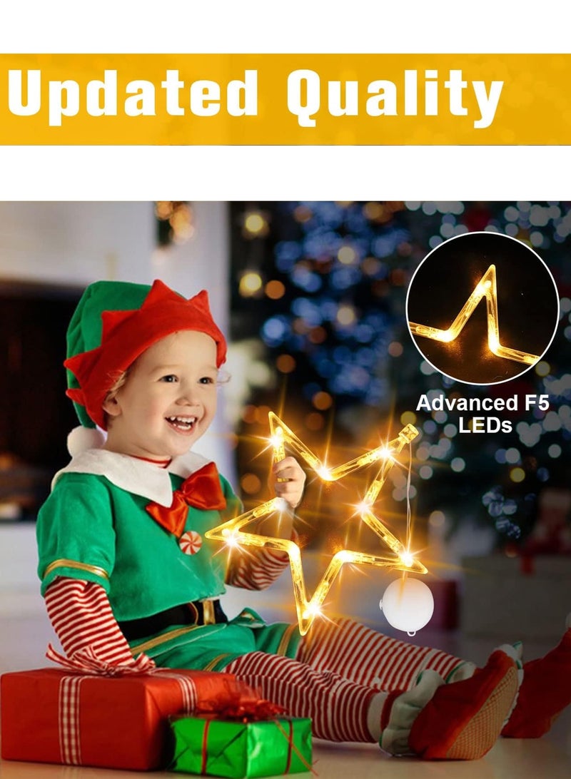 GGOOT Three window lights for New Year, balcony, party, indoor and outdoor decoration, and battery powered snowflake, star, and reindeer shaped suction cup pendant lights for window decoration - Image 4