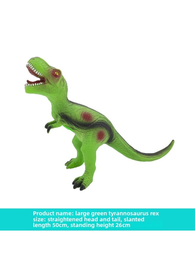 There Is A Sound Soft Rubber Dinosaur Toy Big Small Simulation Stall Night Market Children's Vinyl Tyrannosaurus Rex Toy-Color:202 Large Green Tyrannosaurus Rex-Specifications:Ordinary Sound Generator (1 Kind Of Sound) - Image 1
