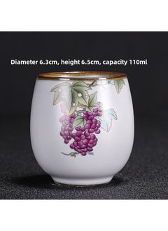 Generic Ru Kiln Teacup Master Cup Individual Single Cup Open Piece Ice Flower Glaze Ceramic Tea Tasting Cup Kung Fu Tea Set Tea Bowl Gift Box-Color:Ru Kiln Moon White Round Melting Cup-grape Collection And Purchase To Get A Tea Towel-Capacity:Other  - Image 1