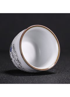 Generic Ru Kiln Teacup Master Cup Individual Single Cup Open Piece Ice Flower Glaze Ceramic Tea Tasting Cup Kung Fu Tea Set Tea Bowl Gift Box-Color:Ru Kiln Moon White Round Melting Cup-grape Collection And Purchase To Get A Tea Towel-Capacity:Other  - Image 3