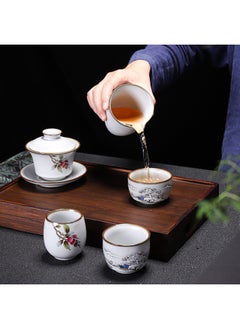 Generic Ru Kiln Teacup Master Cup Individual Single Cup Open Piece Ice Flower Glaze Ceramic Tea Tasting Cup Kung Fu Tea Set Tea Bowl Gift Box-Color:Ru Kiln Moon White Round Melting Cup-grape Collection And Purchase To Get A Tea Towel-Capacity:Other  - Image 5