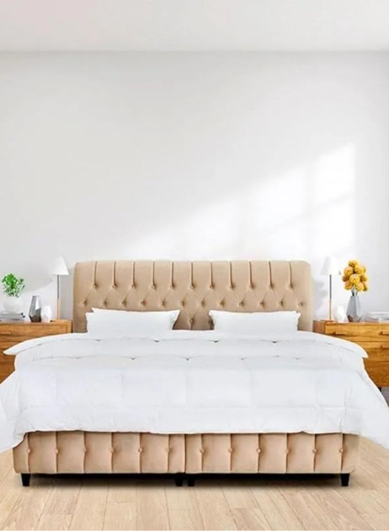 KARNAK Cyra Button Tufted Upholstered Velvet Platform Bed Modern Design (Double 140x200cm) - Image 1