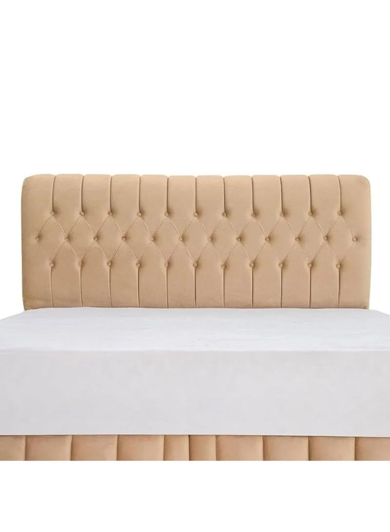KARNAK Cyra Button Tufted Upholstered Velvet Platform Bed Modern Design (Double 140x200cm) - Image 2
