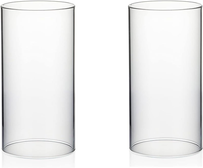 WGVI Hurricane Candle Holder Sleeve, Wide 4", Height 8", 2 Pieces, Clear Glass Cylinder Open Both Ends, Chimney Shade Tube (HST0408_2pc) - Image 1