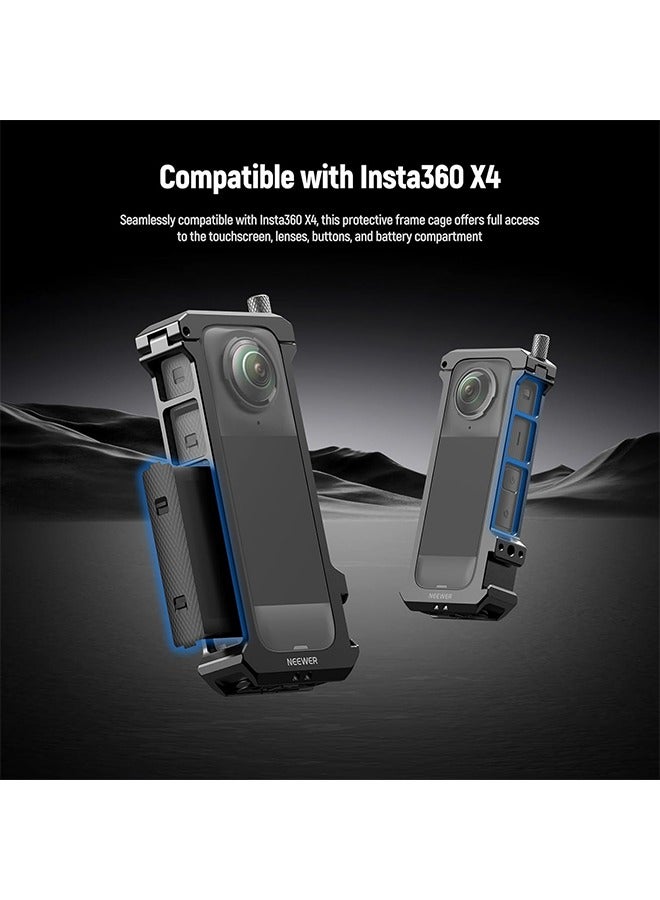Neewer X4 Action Camera Cage, Protective Case with Folding Fingers Compatible with Insta360 X4, Video Recording Rig Aluminum Alloy Frame with Lens Protector Cap, No Assembly Required  - Image 3