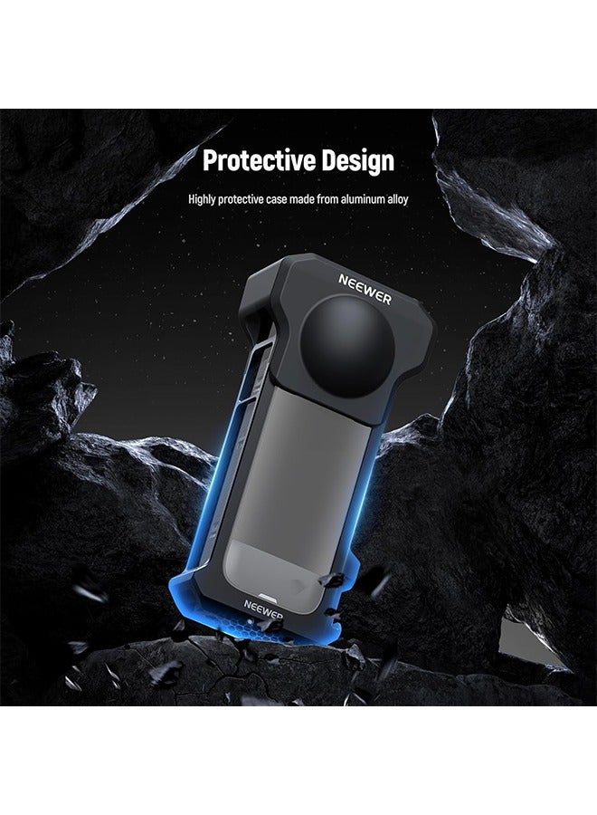 Neewer X4 Action Camera Cage, Protective Case with Folding Fingers Compatible with Insta360 X4, Video Recording Rig Aluminum Alloy Frame with Lens Protector Cap, No Assembly Required  - Image 5